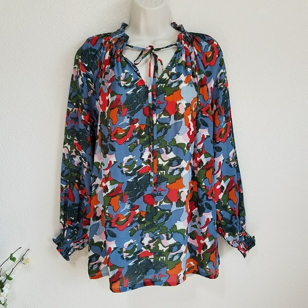 RUNGOLEE Louise Mist Multi Floral Silk Blouse